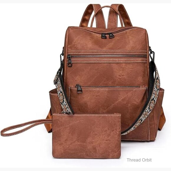 Waterproof Faux Leather Anti-Theft Backpack Purse Convertible Shoulder Bag main image 6